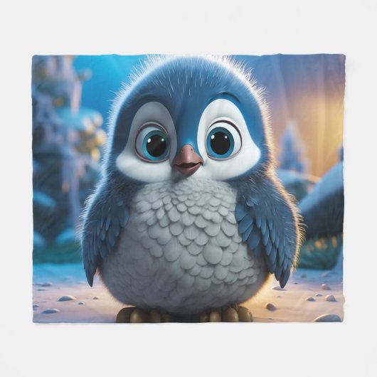 Poncho - Een gladde baby pinguïn Fleece Deken (Voorkant (Horizontaal))