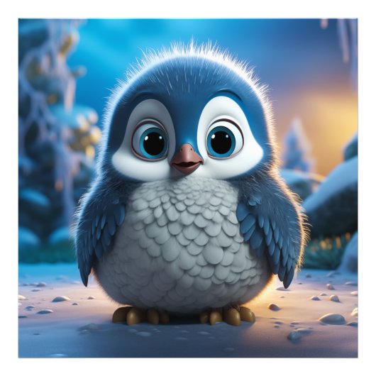 Poncho - Een gladde baby pinguïn Foto Afdruk (Voorkant)