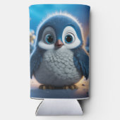Poncho - Een gladde baby pinguïn Seltzer Blikjeskoeler (Achterkant)