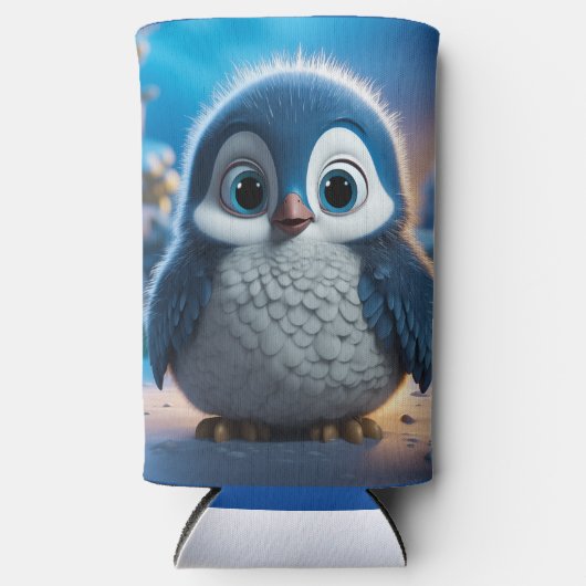 Poncho - Een gladde baby pinguïn Seltzer Blikjeskoeler (Voorkant)
