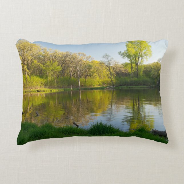 Pond and Lush Forest of Battle Creek Park Accent Kussen (Voorkant)
