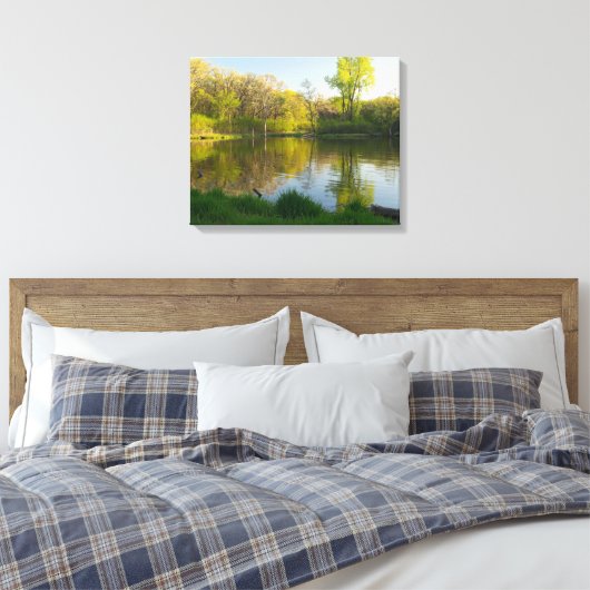 Pond and Lush Forest of Battle Creek Park Canvas Afdruk (Insitu (Slaapkamer))