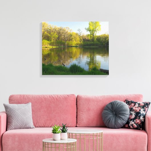 Pond and Lush Forest of Battle Creek Park Canvas Afdruk (Insitu (Woonkamer))