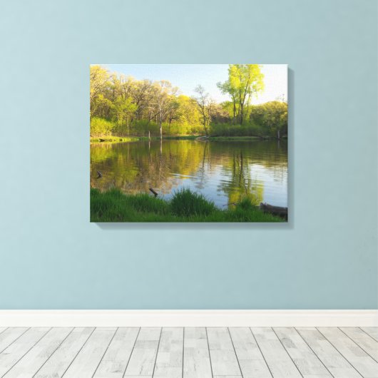 Pond and Lush Forest of Battle Creek Park Canvas Afdruk (Insitu (Houten vloer))