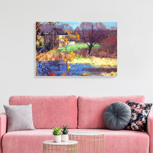 Pond bij Old Lyme, Connecticut Canvas Afdruk (Insitu (Woonkamer))