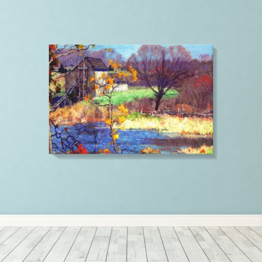 Pond bij Old Lyme, Connecticut Canvas Afdruk (Insitu (Houten vloer))