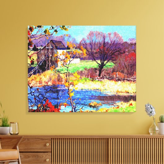 Pond bij Old Lyme, Connecticut, mooi kunstschilder Canvas Afdruk (Insitu (Woonkamer))