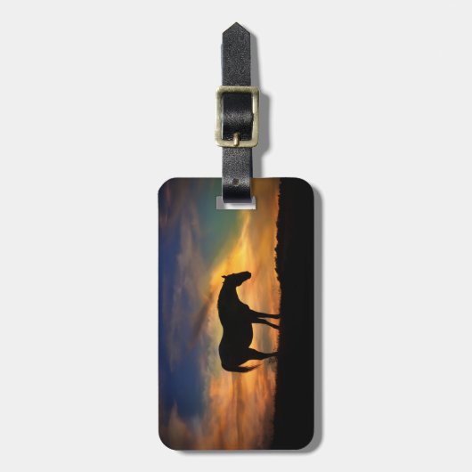 Pond en paard bagagelabel (Voorkant verticaal)