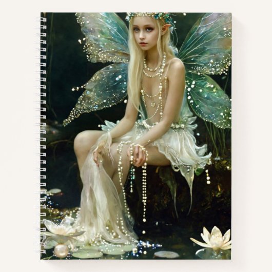 Pond Fairie in Pearls Spiral Notitieboek (Voorkant)