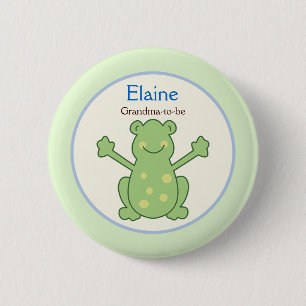 Pond Friends Frog Turtle NAME TAG Custom Button