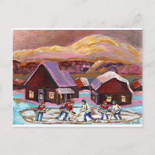 POND HOCKEY COZY WINTER SCENE 6X8 COPY.jpg Briefkaart