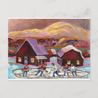 POND HOCKEY COZY WINTER SCENE 6X8 COPY.jpg Briefkaart