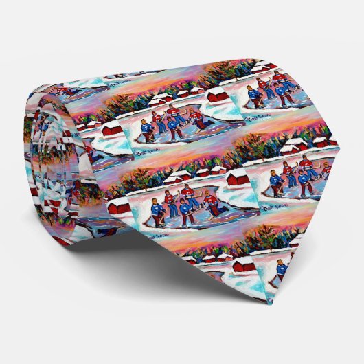 Pond Hockey op het Bevroren Meer Stropdas (Opgerold)