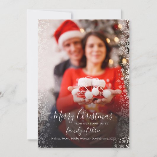Pond kerstfeestdag Couple Foto Zwangerschap Aankondiging (Voorkant)