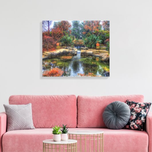 Pond Landscape in Dallas, Texas Garden Poster Canvas Afdruk (Insitu (Woonkamer))