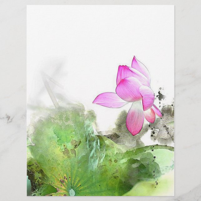 POND LOTUS L Chinese penseel schilderende kunst (Voorkant)