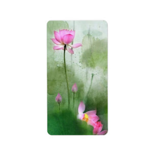 POND LOTUS L Chinese penseel schilderende kunst Etiket