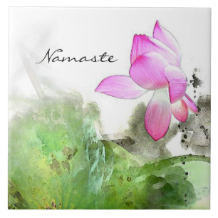 POND LOTUS L Chinese penseel schilderende kunst Tegeltje