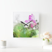POND LOTUS L Chinese penseel schilderende kunst Vierkante Klok (Huis)