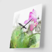 POND LOTUS L Chinese penseel schilderende kunst Vierkante Klok (Hoek)