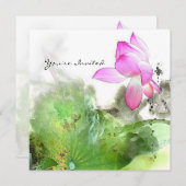 POND LOTUS L Chinese penseelschilderkunst Kaart (Voorkant / Achterkant)