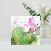 POND LOTUS L Chinese penseelschilderkunst Kaart (Staand voorkant)