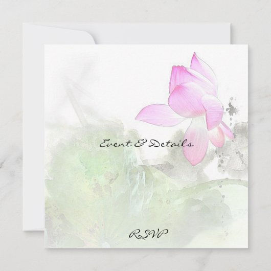 POND LOTUS L Chinese penseelschilderkunst Kaart (Achterkant)