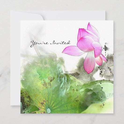 POND LOTUS L Chinese penseelschilderkunst Kaart (Voorkant)