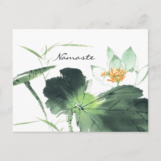 POND LOTUS PEACE l Chinese Brush Painting Art Briefkaart (Voorkant)