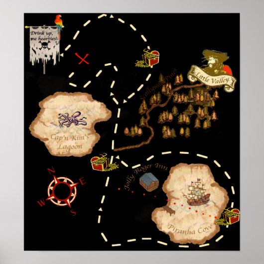 Pond Mile Treasure Map Poster (Voorkant)