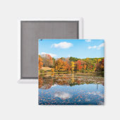 Pond omringd door kleurrijke, misleidende bomen magneet (Voorkant / Achterkant)
