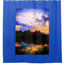 Pond op Sunset Shower Curtain