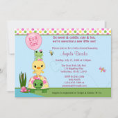 Pond Pals Baby shower Invitation Duck Frog GIRLS Kaart (Voorkant)