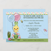 Pond Pals Duck Baby shower Invitation Frog #2 Kaart (Voorkant / Achterkant)