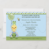 Pond Pals Duck Baby shower Invitation Frog Turtle Kaart (Voorkant)