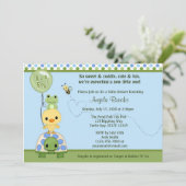 Pond Pals Duck Baby shower Invitation Frog Turtle Kaart (Staand voorkant)