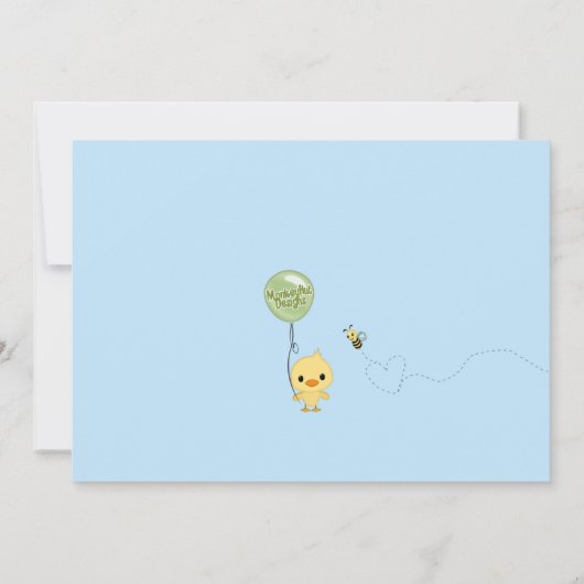 Pond Pals Duck Baby shower Invitation Frog Turtle Kaart (Achterkant)