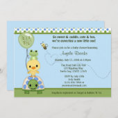 Pond Pals Duck Baby shower Invitation Frog Turtle Kaart (Voorkant / Achterkant)