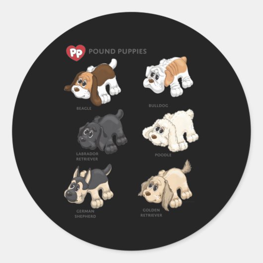 Pond Puppies Puppy Ras leerboek Ronde Sticker (Voorkant)