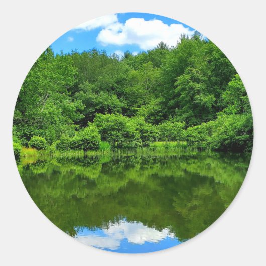 Pond Reflection Ronde Sticker (Voorkant)