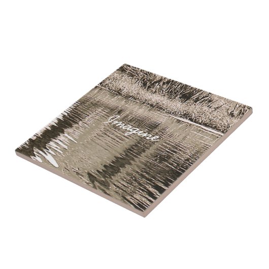 Pond Sepia Fotograaf Tegel Trivet Tegeltje (Zijkant)