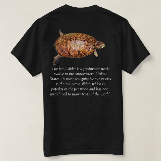 Pond Slider Schildpad Zwart T-shirt (Design achterkant)
