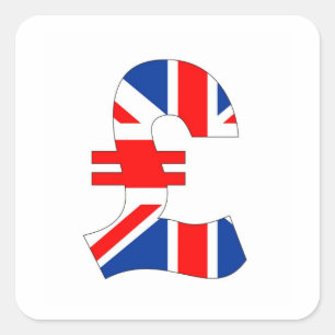 pond valutasymbool geld britse vlag st vierkante sticker
