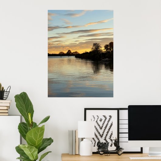 Pond Waterscape Sunset Photo Poster (Thuiskantoor)
