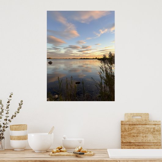 Pond Waterscape Sunset Photo Poster (Keuken)