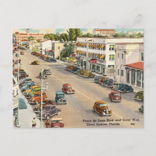 Ponde de Leon Blvd, , Coral Gables, Florida Briefkaart (Voorkant)