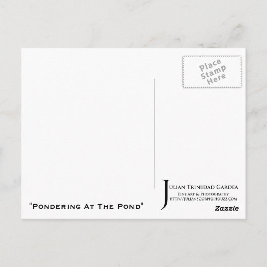 "Pondering At the Pond" - Briefkaart (Achterkant)