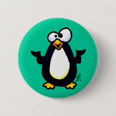 Pondering Penguin Ronde Button 5,7 Cm (Voorkant)