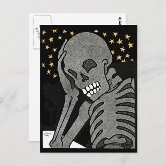 Pondering Skeleton briefkaart (Voorkant / Achterkant)