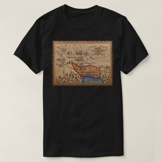 Ponderosa Map - Bonanza Poster T-shirt (Design voorkant)